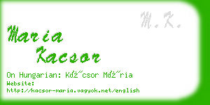 maria kacsor business card